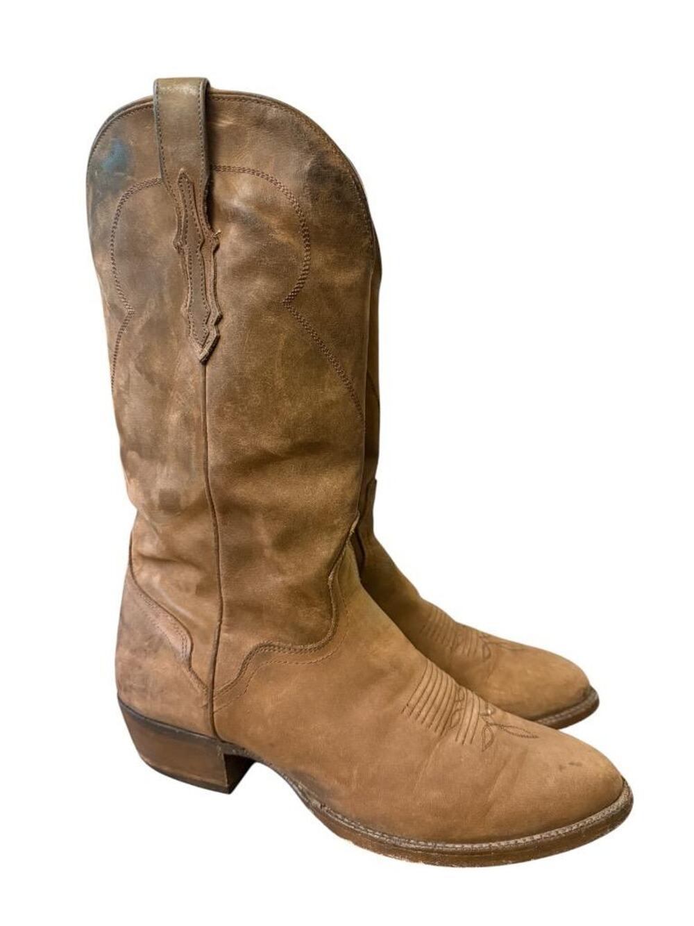 El Dorado Classic Cowboy Boot Round Toe Brown Leather Men size 10 D